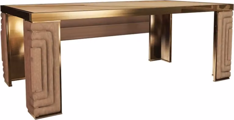 Tavolo da pranzo Casa Padrino oro / taupe / bianco 200 x 110 x h. 78 cm - Tavolo da pranzo moderno con piano in marmo Estremoz - Arredamento alberghiero - Qualità lussuosa - Italy
