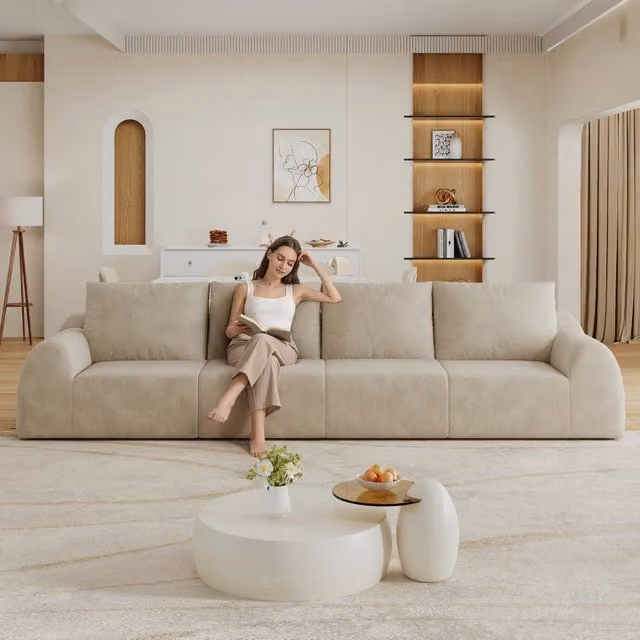 Divano ¨C Minimal ¨C 324cm, colore khaki, senza montaggio