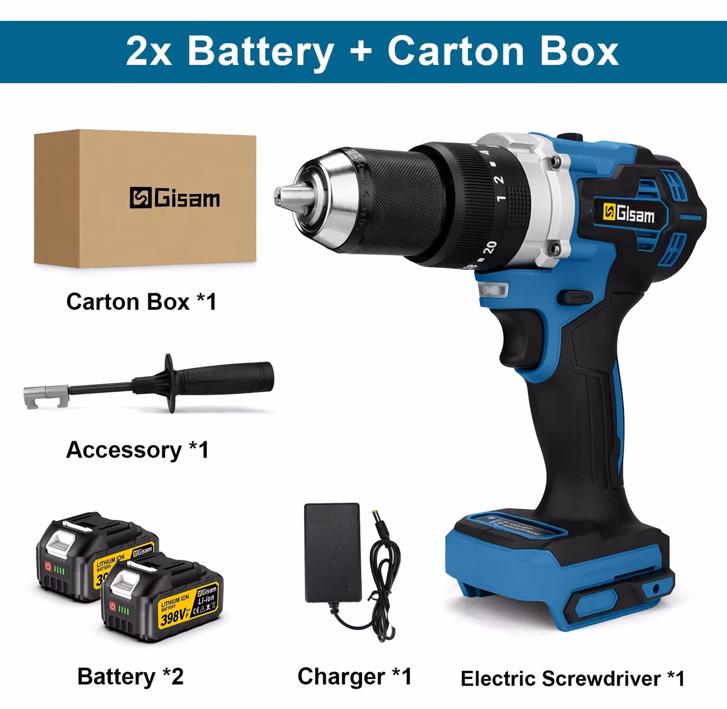 Trapano avvitatore a batteria – Motore brushless, 18V – Coppia di 650 Nm – Mandrino autoserrante da 13 mm – 20+3 impostazioni di coppia – Con 2 batterie