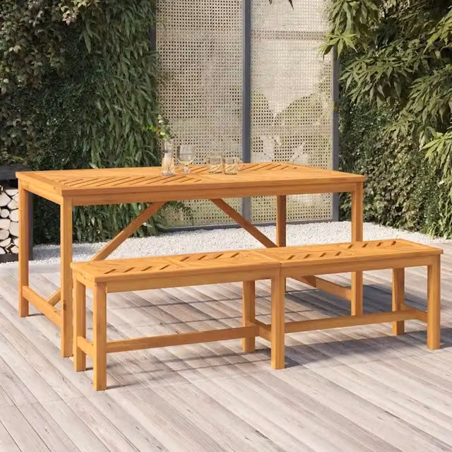 Tavolo da pranzo rettangolare da giardino e terrazzo vidaXL in legno di acacia oliato marrone L: 150 cm, P: 90 cm, H: 74 cm