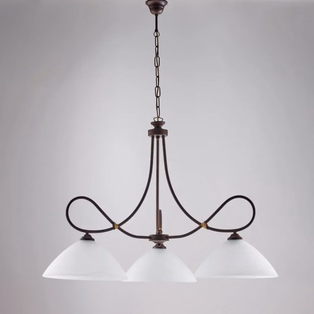 Lampada a sospensione Dallas BeLight con 3 luci in metallo nero e vetro bianco – 2