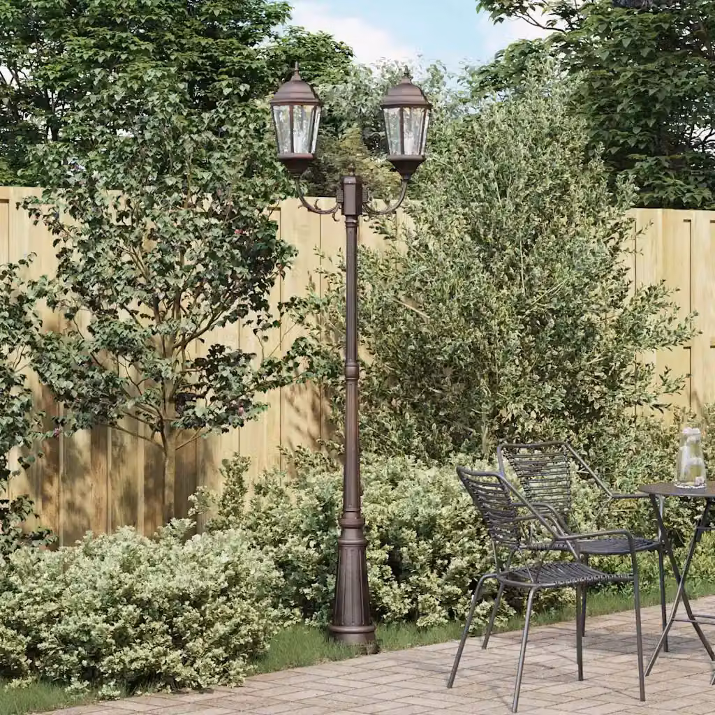 Luce da giardino vidaXL in alluminio e vetro, stile vintage, colore bronzo, H x L x P: 235 x 68 x 20 cm