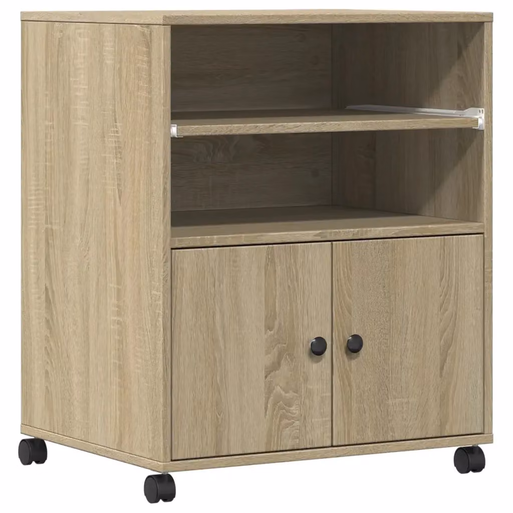 Supporto per stampante con ruote vidaXL in legno color marrone, L 60 cm, P 48 cm, H 74 cm – 2