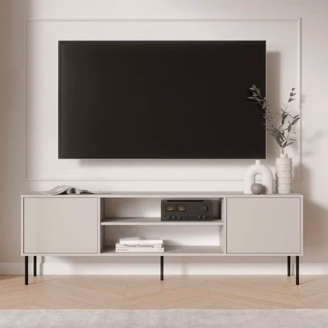Rainerio, Mobile Porta tv un Ripiano, 180x40x60h cm Beige