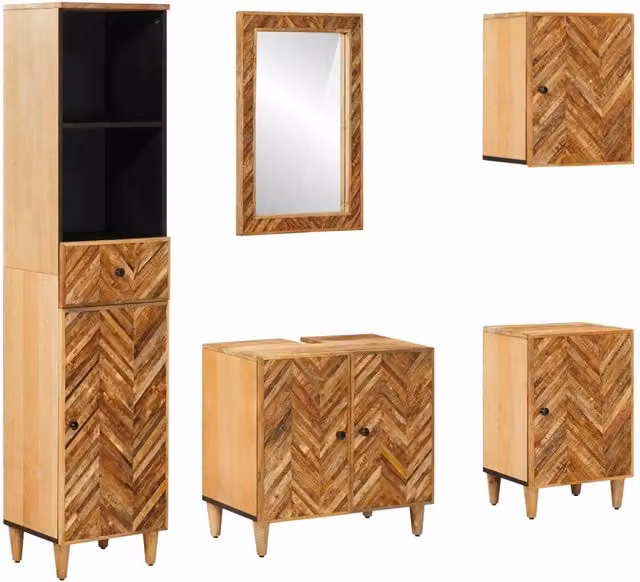 Set di Armadi da Bagno 5 pz Legno di mango massello 3310180