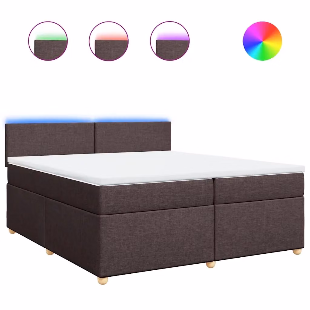 Letto Ibrido con Materasso vidaXL in Tessuto Marrone e Bianco L/P: 200 x 200 cm – 2