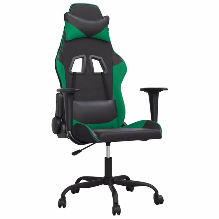 Sedia da Gaming Nera e Verde in Pelle finta