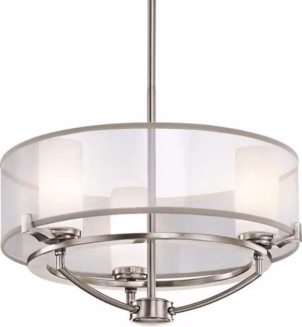 Lampadario Contemporaneo Saldana Metallo Peltro Classico Tessuto 3 Luci G9 3 Led