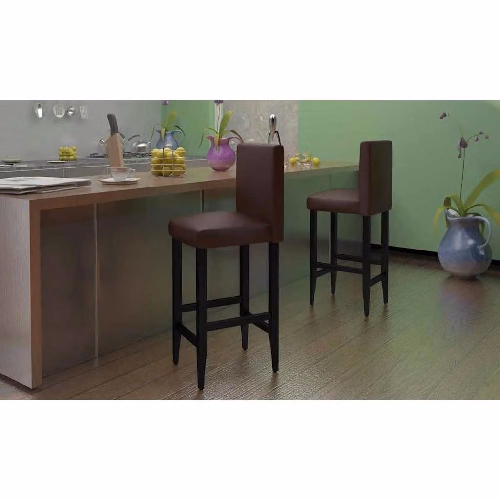 Set di 4 sgabelli da bar vidaXL in similpelle marrone e nero con struttura in legno