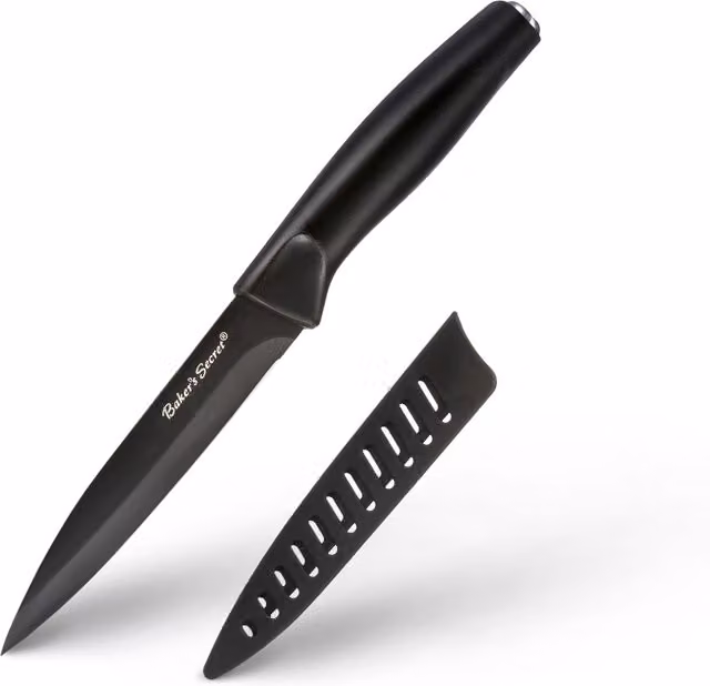 Coltello spelucchino Baker's Secret in acciaio inox con coprilama nero