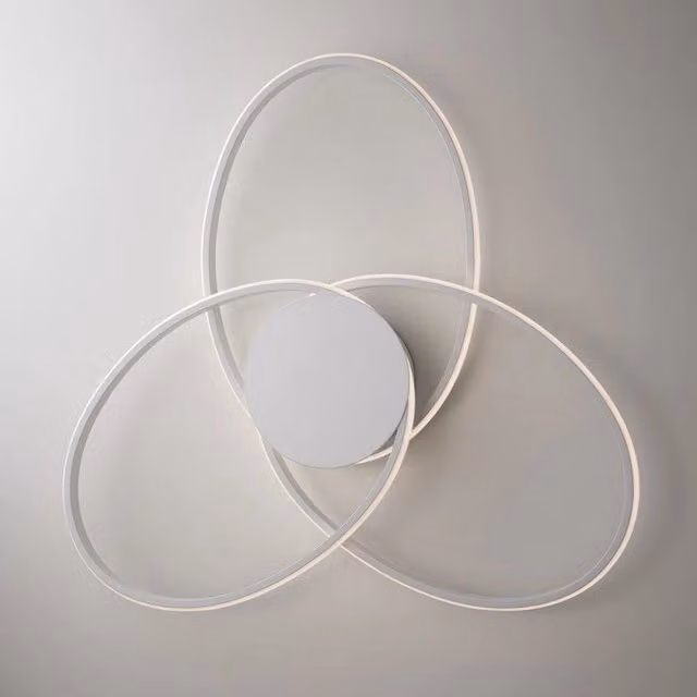 Plafoniera in metallo e alluminio Bianco con 3 LED integrati 67x h8 cm