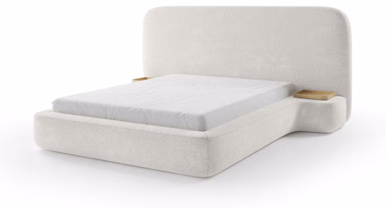 Letto imbottito Genz, colore crema tortora, dimensioni 140 x 200 cm