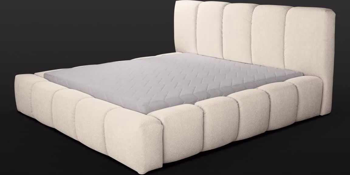 Bett Weißes Doppelbett Schlafzimmer Holzmöbel Design Polstermöbel Stoff