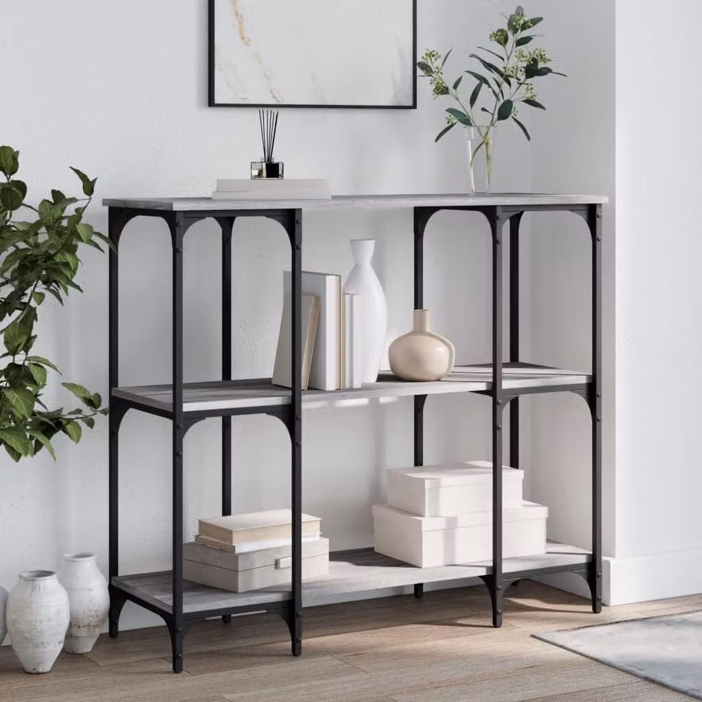 vidaXL Tavolino Consolle in Legno Multistrato Grigio Sonoma L: 102 cm, P: 35 cm, H: 90 cm