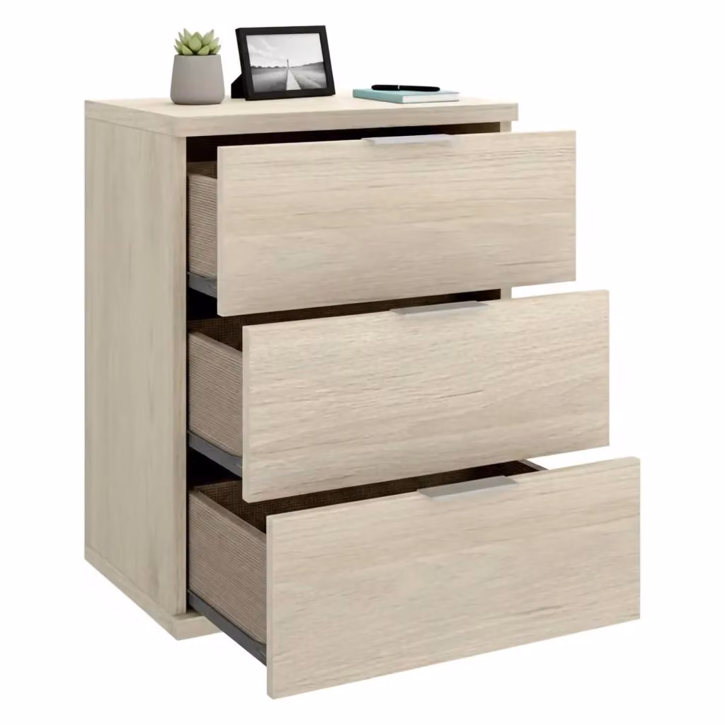 Comodino Blythe DMORA con 3 cassetti in rovere marrone L: 34 cm, P: 42 cm, H: 57 cm – 2