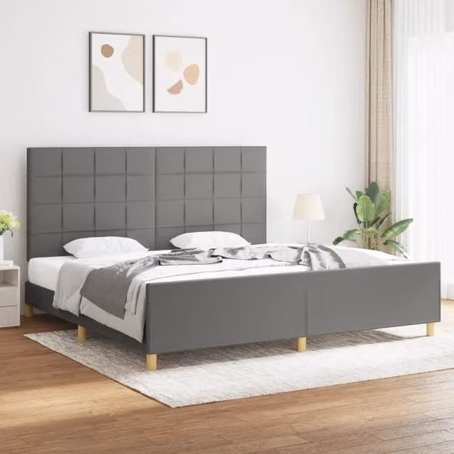 Giroletto vidaXL senza materasso in tessuto grigio scuro L/P/H: 200 x 200 x 30 cm