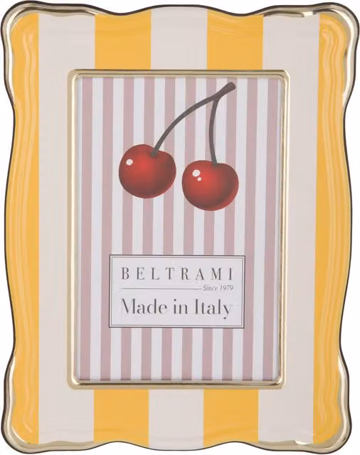 Portafoto Summer Beltrami in legno giallo con bordo oro per tavolo, dimensioni 13x18 cm
