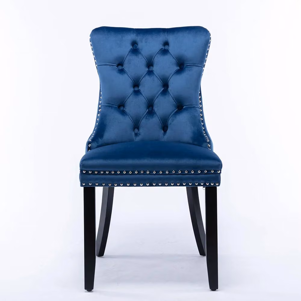 Set di 2 sedie Nikki Xylo in velluto blu con gambe in legno – 2