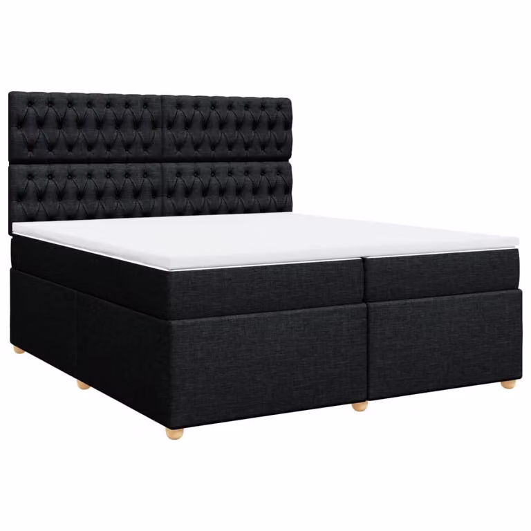 Giroletto a Molle con Materasso Nero 200x200 cm in Tessuto