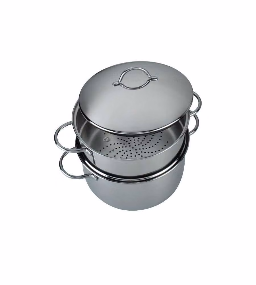 Vaporiera in acciaio inox 18/10 Barazzoni, set da 3 pezzi, colore argento, Diametro: 24 cm – 2