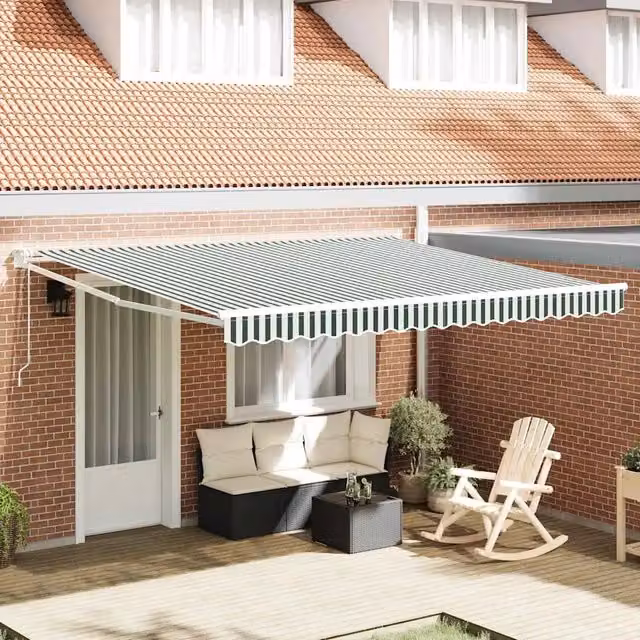 Tenda retrattile Verde 400 × 300 cm Poliestere e Metallo 3330728