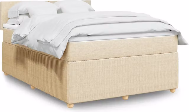 Giroletto a Molle con Materasso Crema 160x200 cm in Tessuto 3289805