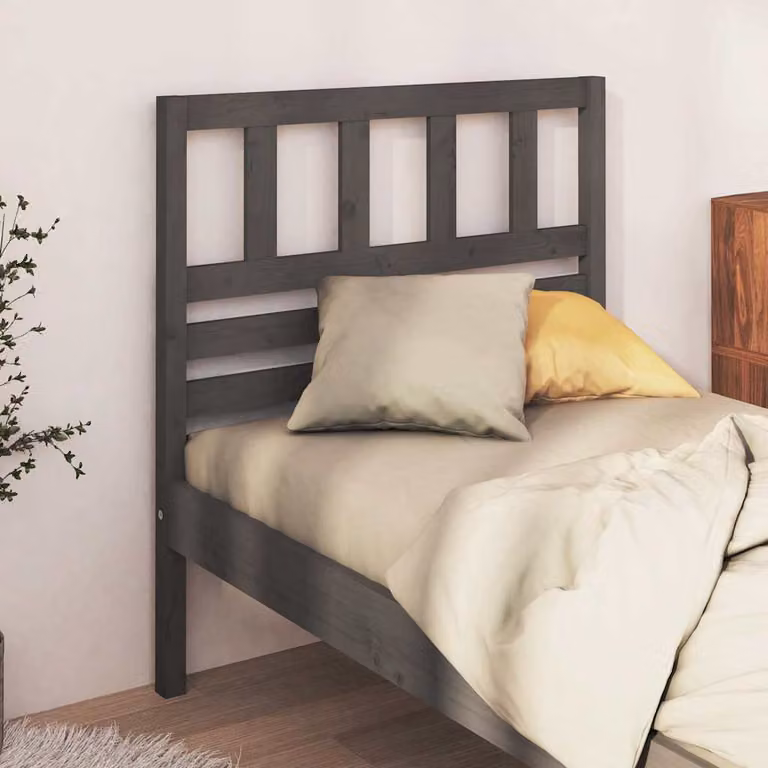 Testiera per letto vidaXL in legno massello di pino, colore grigio, L: 81 cm, P: 4 cm, H: 100 cm