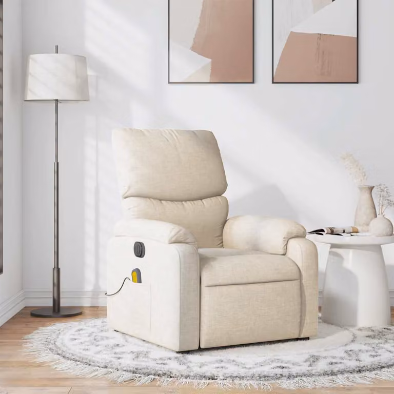 vidaXL Poltrona Reclinabile Relax in Tessuto Beige con Braccioli