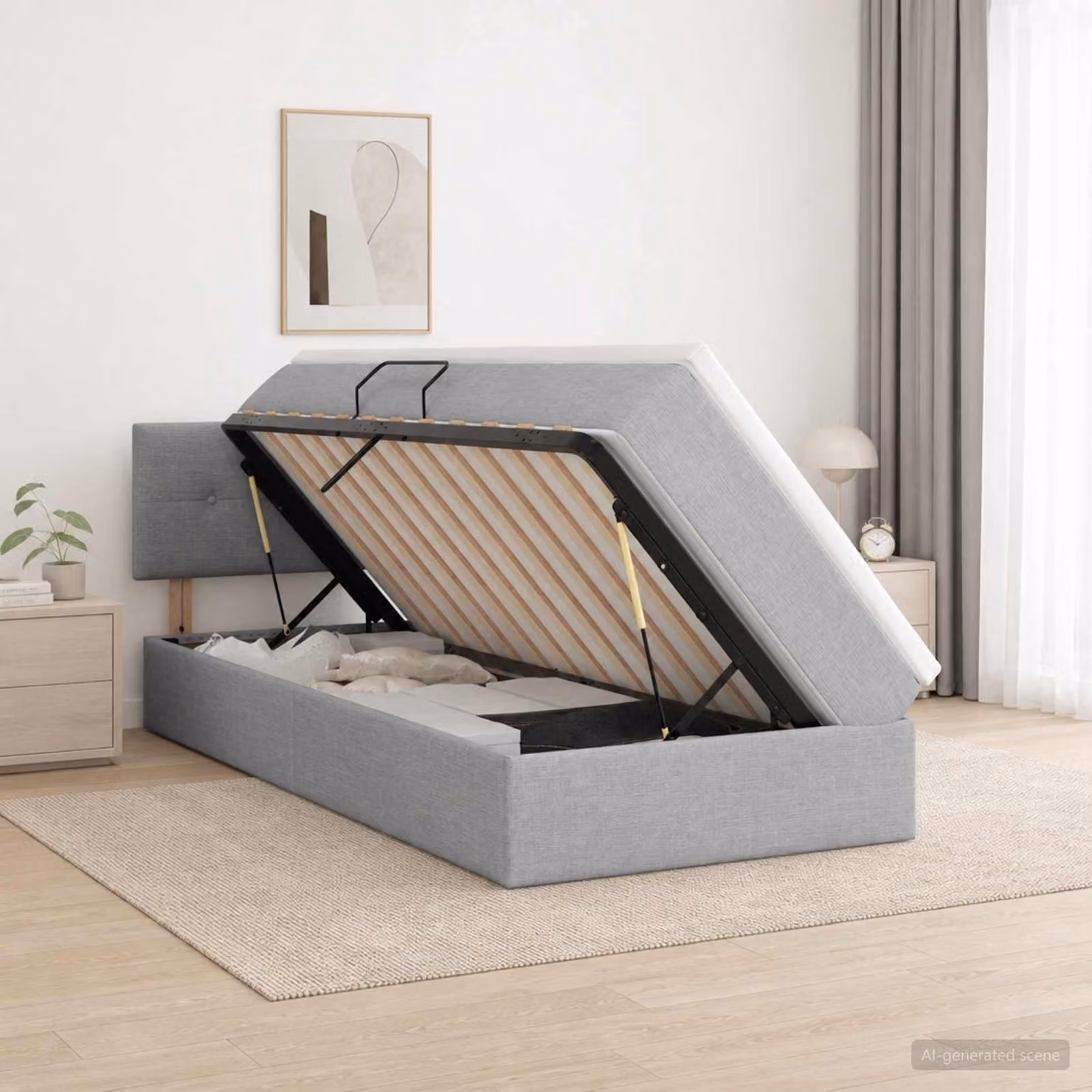 Letto con contenitore e materasso ibrido vidaXL Grigio Chiaro e Bianco, L/P/H: 90 x 190 cm