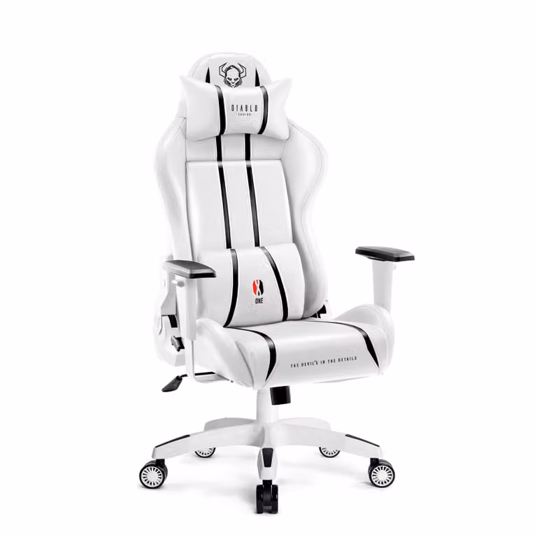 Diablo X-One 2.0 Gaming Chair Sedia da ufficio Braccioli regolabili Design ergonomico Cuscino collo/glutei Dimensioni normali Bianco-Nero