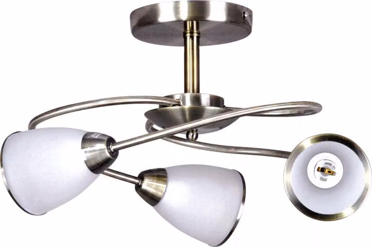 Lampada da soffitto PLATO, finitura patinata-bianca, 3xE14x40W, metallo, dimensioni: 22x58x58 cm, IP20, Kaja