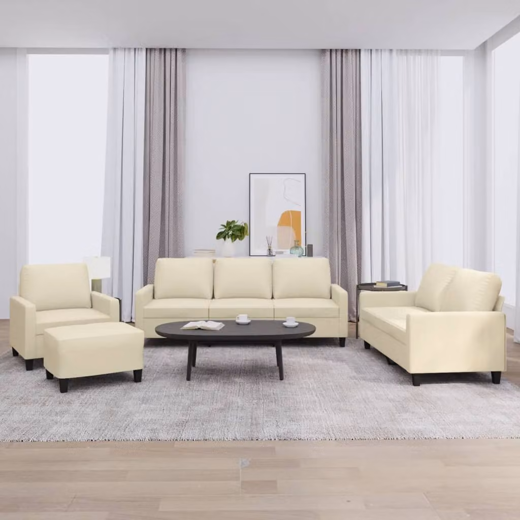 Maison Exclusive - Set divano 4 pezzi con cuscini in ecopelle color crema