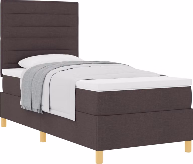 Letto a molle con materasso Marrone Scuro 100 x 200 cm Tessuto