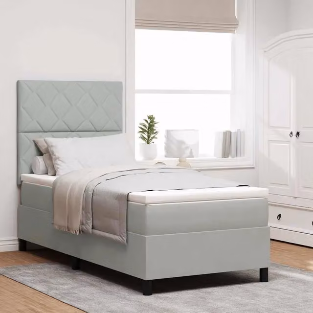 Letto a molle con testiera in velluto grigio vidaXL L/P: 90 x 200 cm