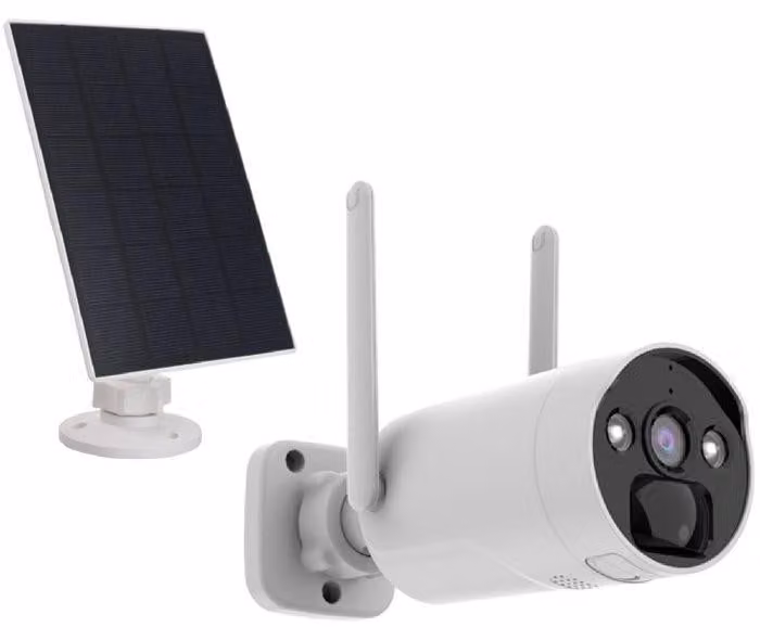Telecamera di sorveglianza da 4 MP, ricaricabile, con pannello solare, kit per schermo da 7 pollici