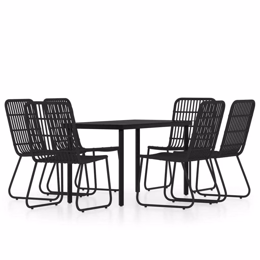 Set Mobili da Pranzo per Giardino 7 pz Nero