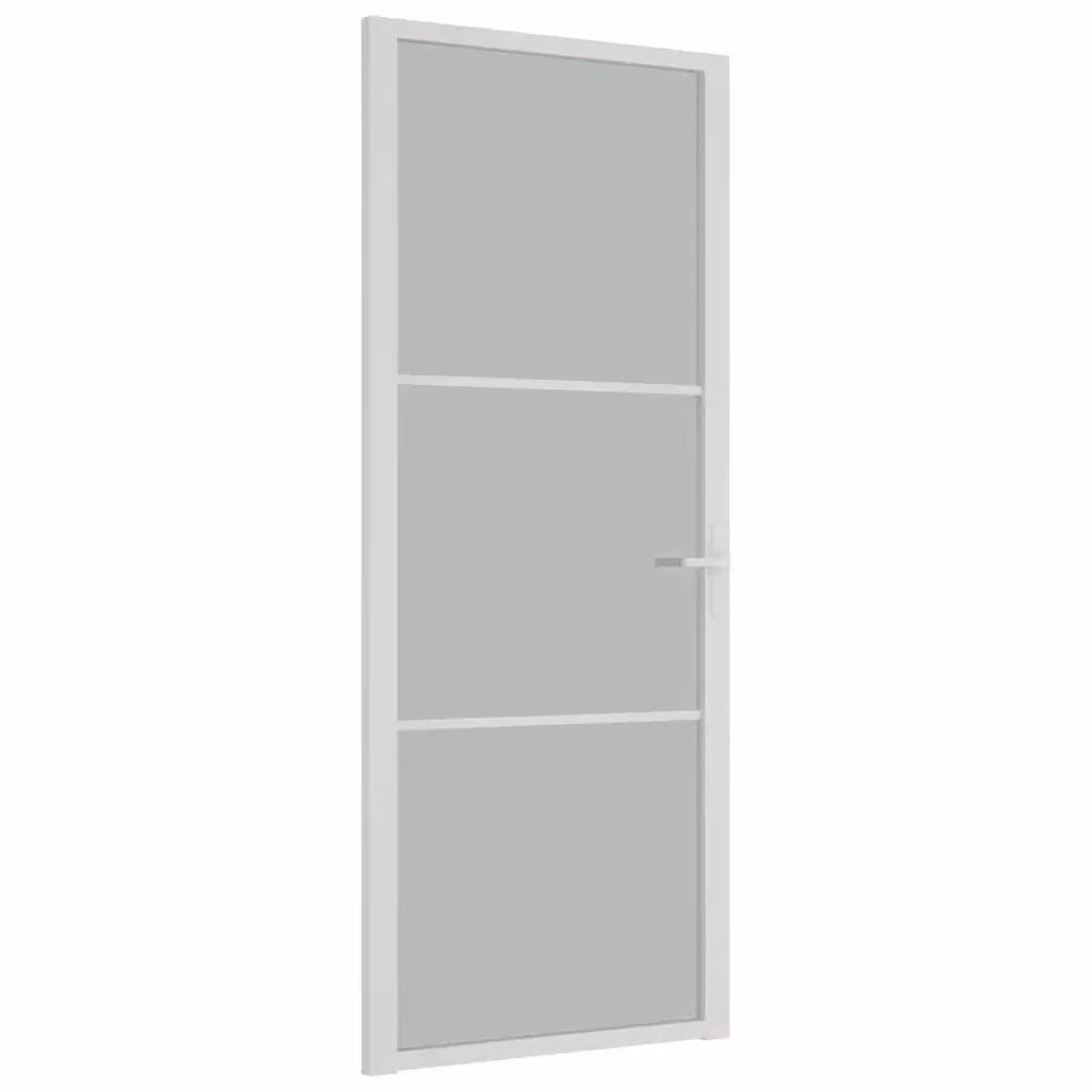 Porta Interna Scorrevole vidaXL in Alluminio e Vetro Trasparente Bianco Opaco L: 83 cm, H: 201,5 cm – 2