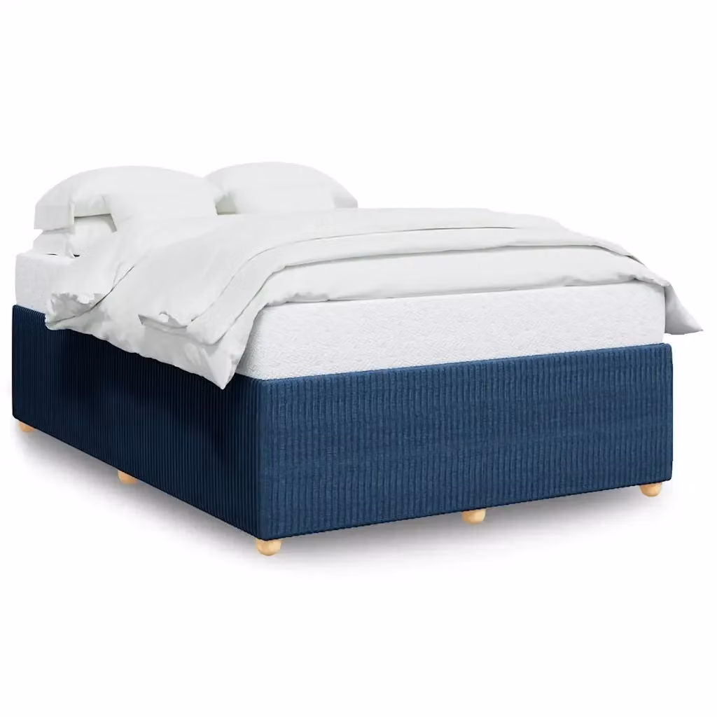 Giroletto vidaXL in tessuto blu con doghe in legno, L 160 cm x P 200 cm – 2