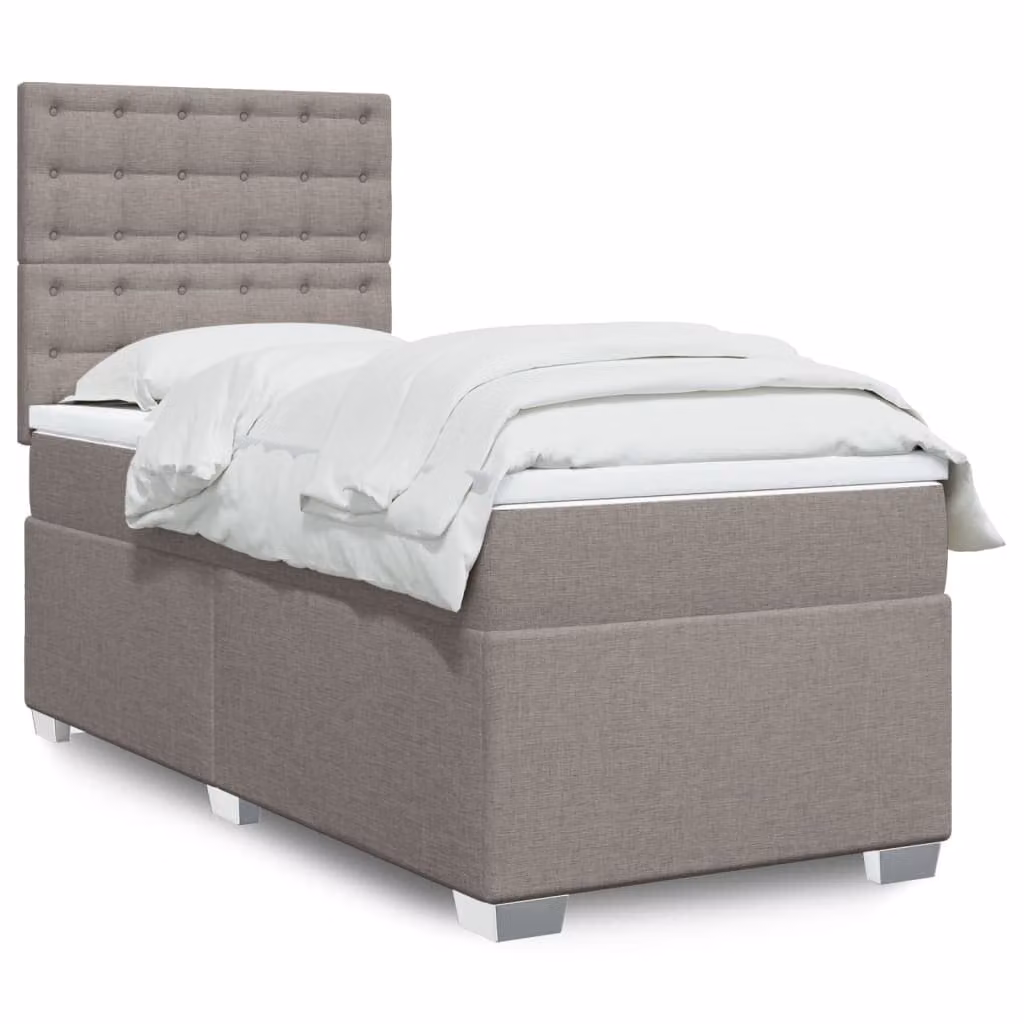 vidaXL Giroletto a Molle con Materasso Ibrido in Tessuto Tortora L/P/H: 90 x 200 cm
