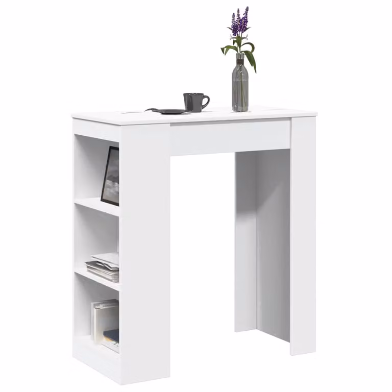 vidaXL Tavolo Bar Moderno Bianco con Rastrelliera in MDF L: 95 cm, P: 47 cm, H: 103,5 cm