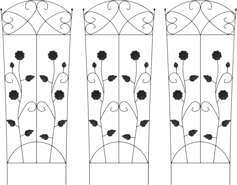 Recinzione per Giardino 3 pcs Nero 110,5 x 42,5 cm Acciaio
