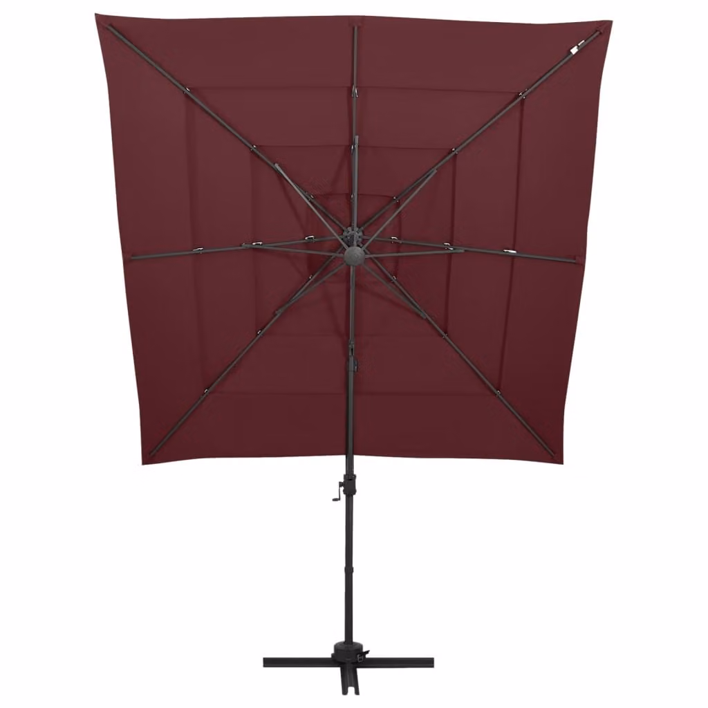 vidaXL Ombrellone con palo in alluminio a 4 strati rosso Bordeaux 250x250 cm