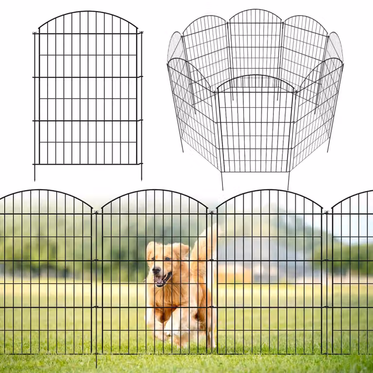 Recinzione da giardino in metallo, decorativa, alta 101 cm, lunga 3,5 metri, ideale per delimitare il giardino