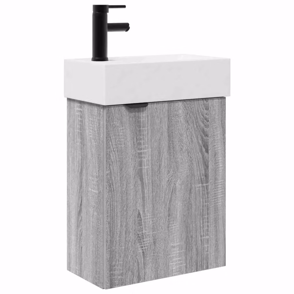 Mobile bagno moderno vidaXL Sonoma grigio con lavabo in ceramica bianco, sospeso, L: 45,5 cm, P: 22,5 cm, H: 84 cm – 2