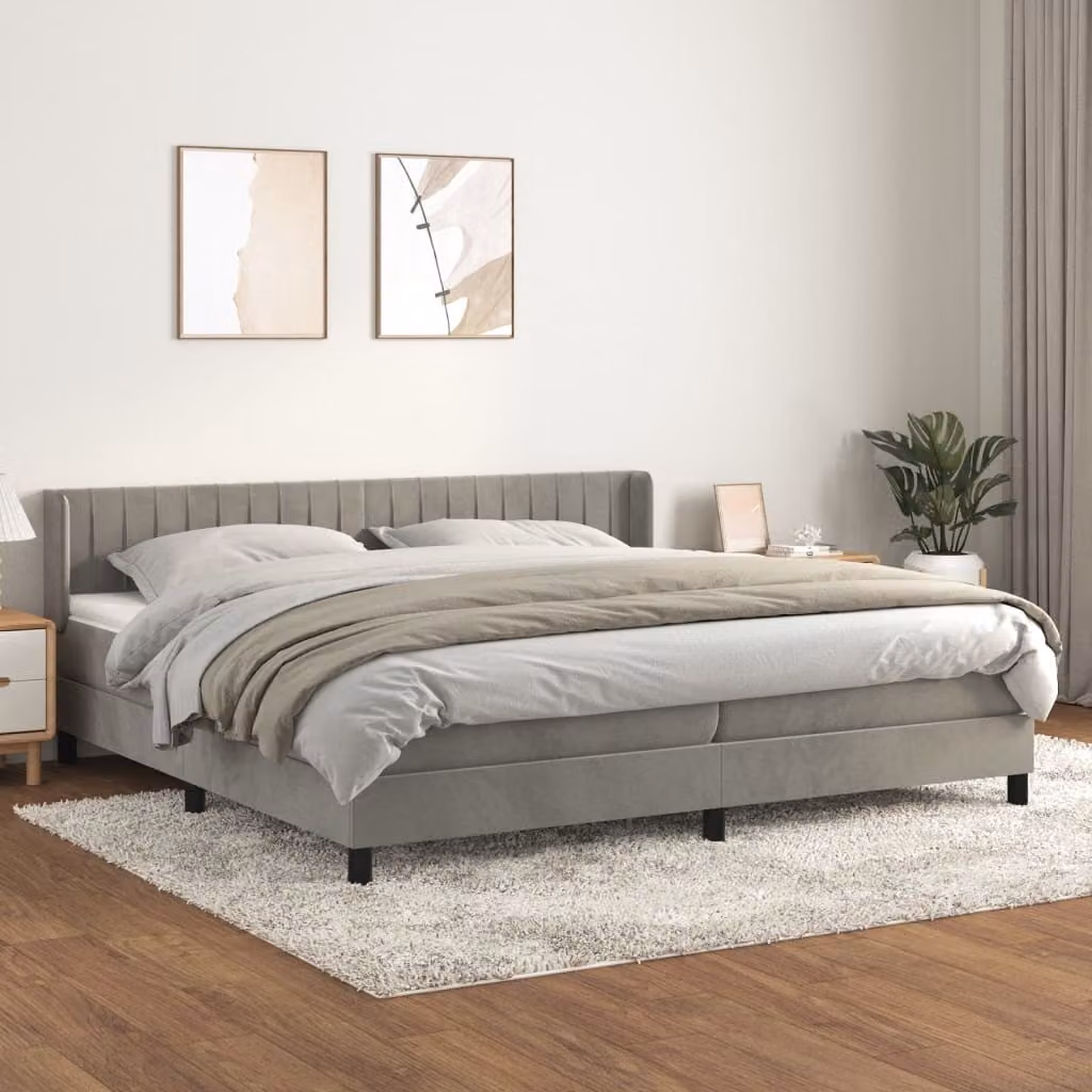 Maison Exclusive - Giroletto a Molle con Materasso Grigio Chiaro 200x200cm Velluto