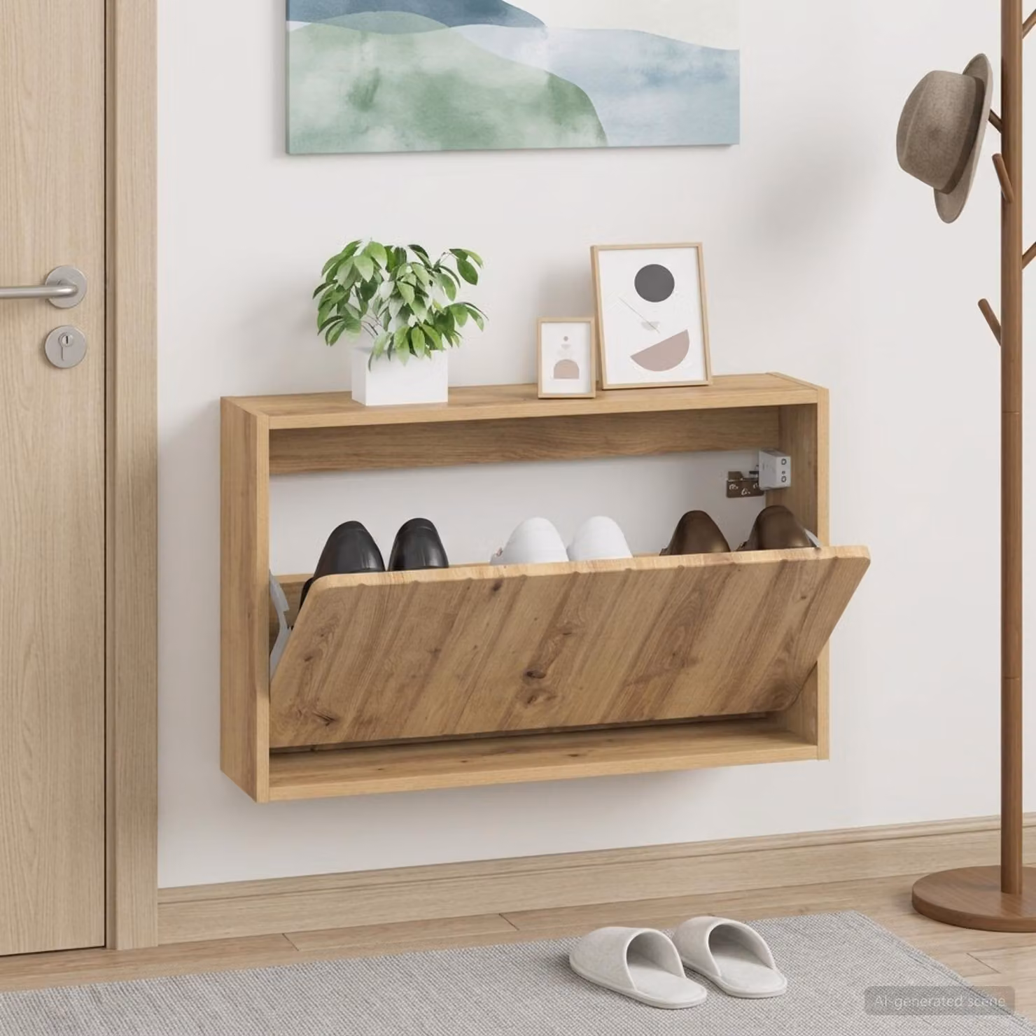 Mobiletto per scarpe da muro vidaXL ZWOLLE moderno marrone L: 71 cm, P: 17 cm, H: 43 cm