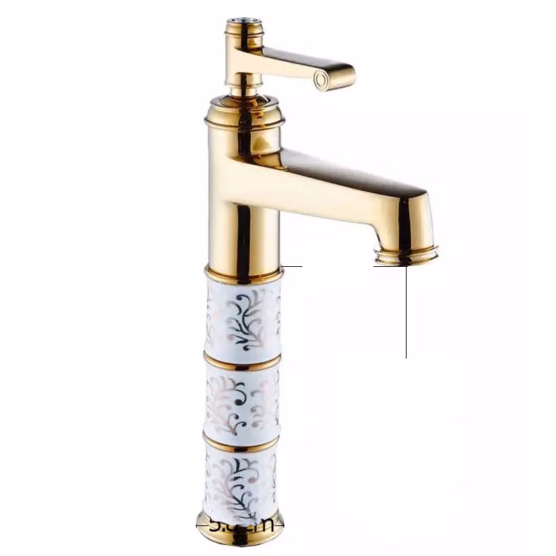 Rubinetto cucina retrò ORO ottone porcellana DIONE