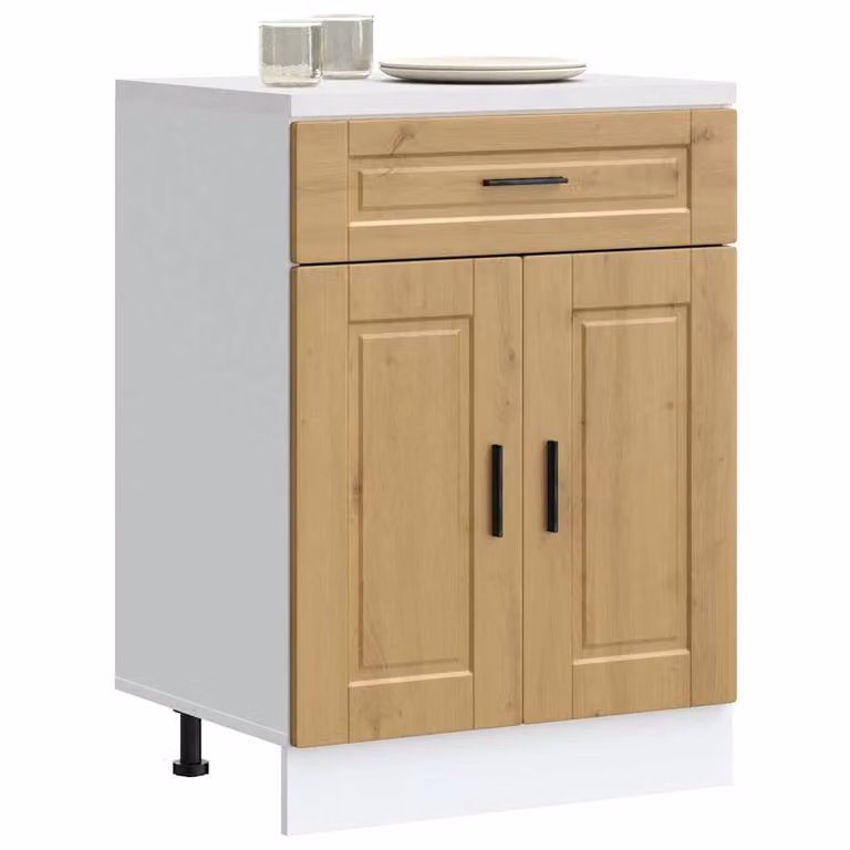 Base da cucina moderna vidaXL in legno e MDF marrone con ante a battente L: 60,0 cm, P: 46,0 cm, H: 81,5 cm