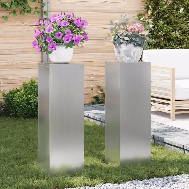 vidaXL Supporto per piante 2 pz Argento 24 x 24 x 75 cm