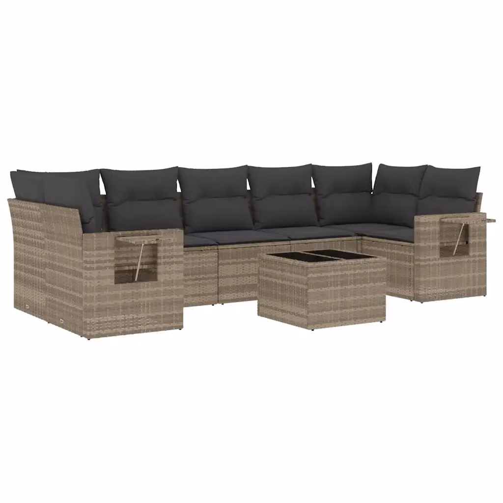 Set Divano da Giardino vidaXL a L in Polyrattan Grigio con 8 Pezzi e Cuscini Imbottiti – 2